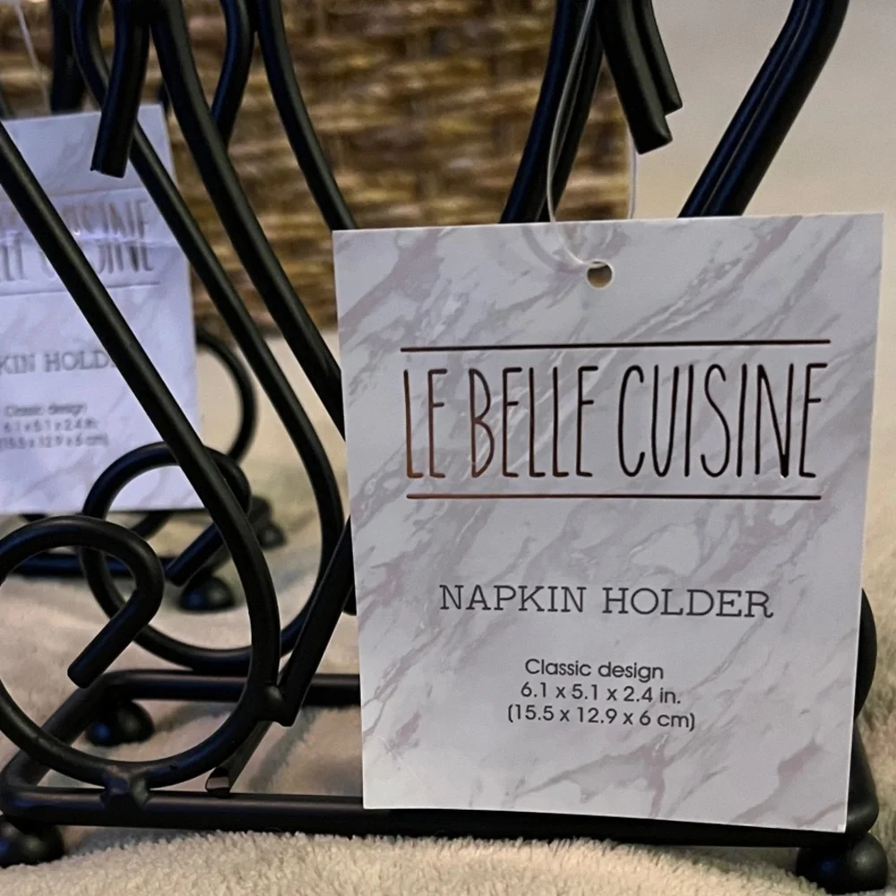 “Le Belle Cuisine” Set of 2 Matching Napkin Holders & 40ct Life is Sweet Napkins